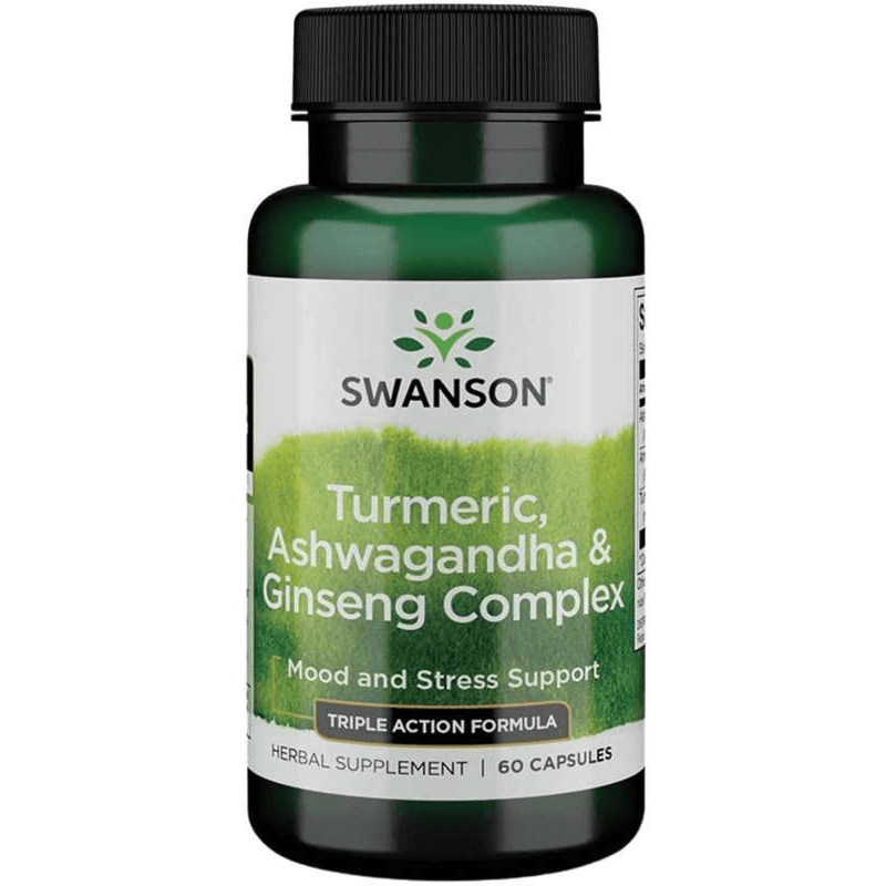 Adaptogeny Kompleks Swanson Turmeric Ashwagandha Ginseng 60kaps