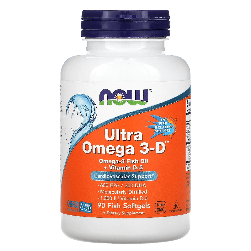 Kwasy Tłuszczowe Omega + D Now Foods Ultra Omega Vitamin D3 90softgels