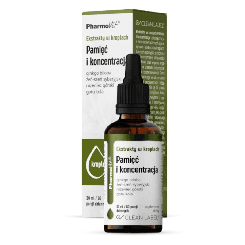 Pamięć i Koncentracja Kompleks Pharmovit Krople Pamięć i Koncentracja 30ml