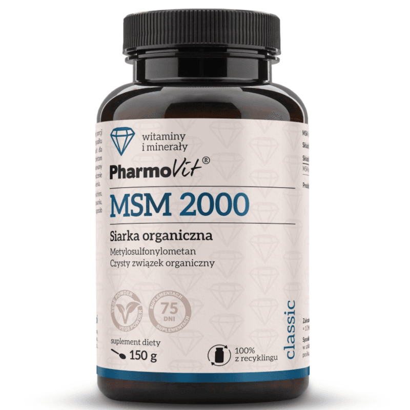 Regeneracja Stawów Siarka Organiczna Pharmovit MSM 2000 Siarka Organiczna 150g