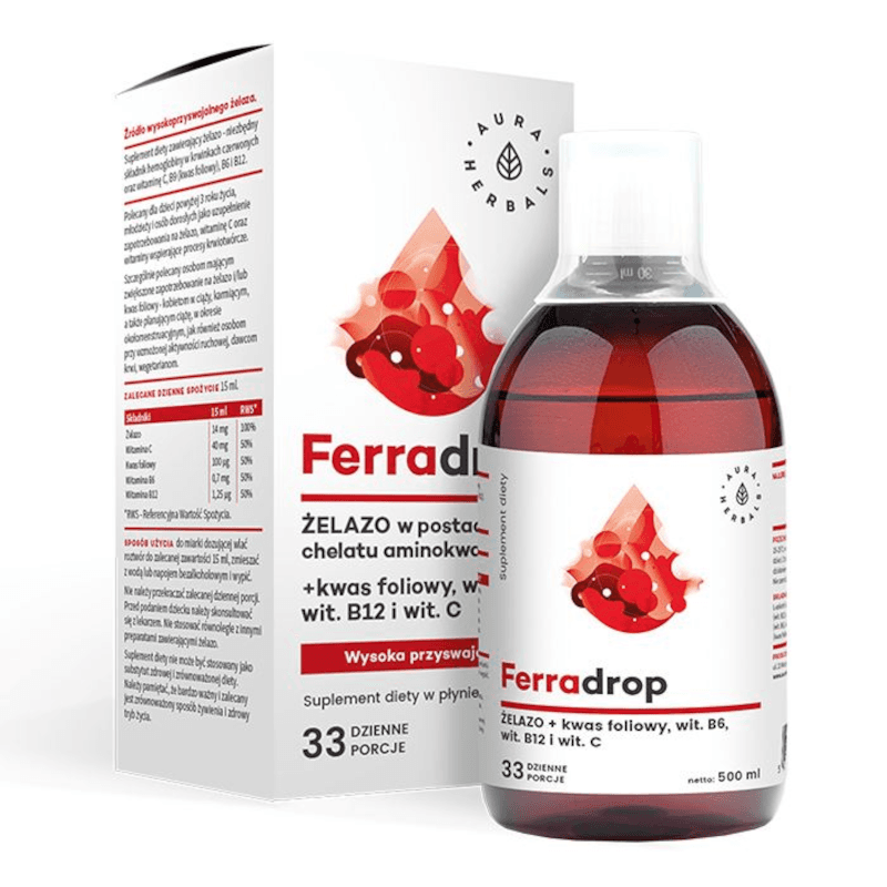 Serce i Układ Krążenia Kompleks Aura Herbals Ferradrop 500ml