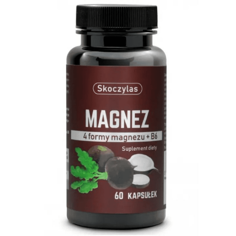 Witaminy i Minerały Magnez + Witamina B6 Skoczylas 4 Formy Magnezu+B6 Czarna Rzepa 60kaps