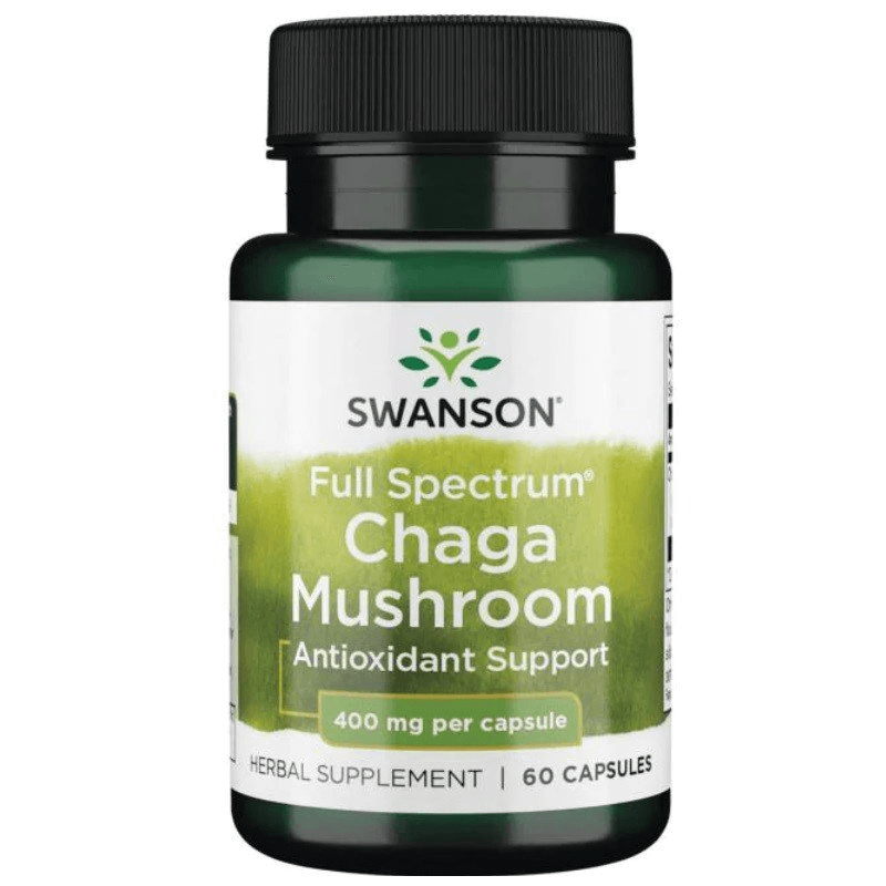 Antyoksydanty Błyskoporek Podkorowy Swanson Full Spectrum Chaga Mushroom 400mg 60kaps