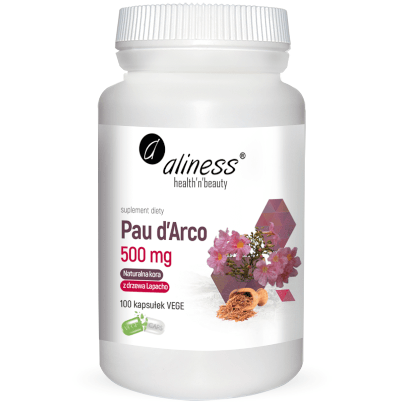 Wsparcie Odporności i Trawienia Kora Drzewa Tabebuia Aliness Pau d’Arco 500mg 100vkaps