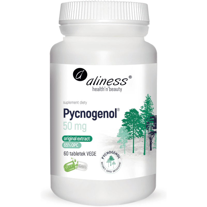Antyoksydanty Kora Sosny Nadmorskiej Aliness Pycnogenol Ekstrakt 65% 50mg 60tab