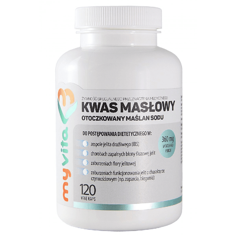 Wsparcie Jelit Maślan Sodu MyVita Kwas Masłowy 360mg (Maślan Sodu) 120kaps