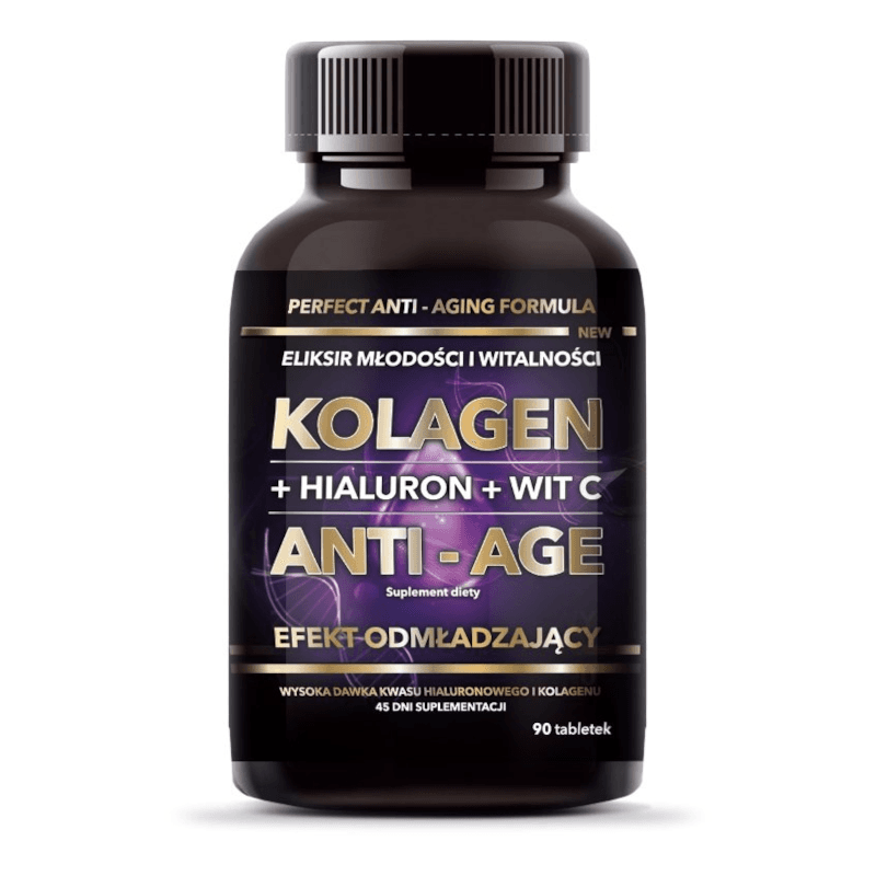 Wsparcie Włosów, Skóry, Paznokci Kompleks Intenson Kolagen Anti-Age + Hialuron + Wit C 90tab