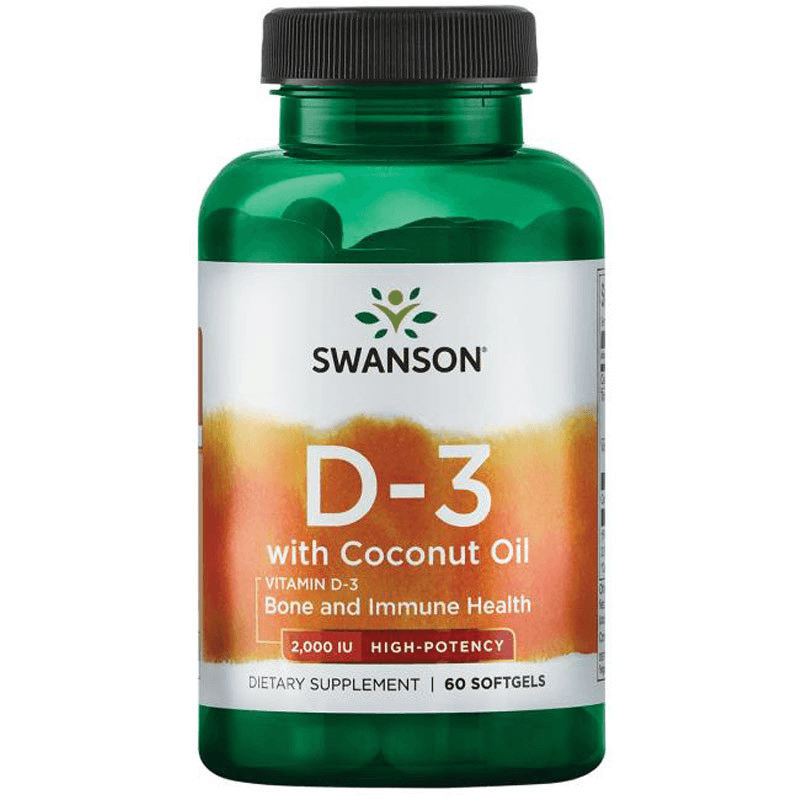 Witamina D Swanson Vitamin D3 with Coconut Oil - 2000IU 60softgels