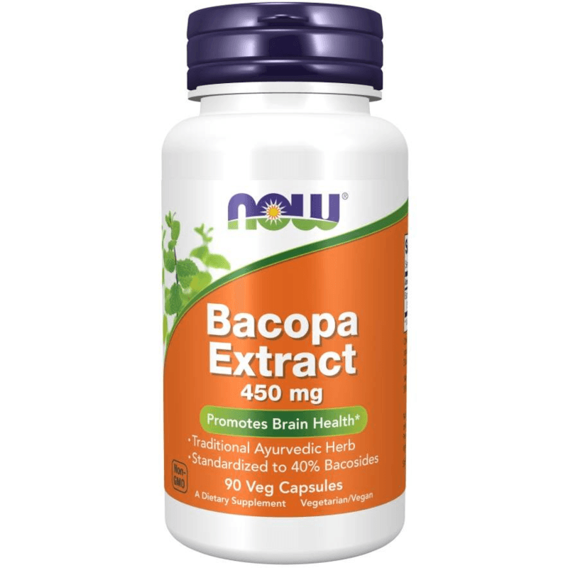 Pamięć i Koncentracja Bakopa Drobnolistna Now Foods Bacopa Extract 450mg 90vkaps