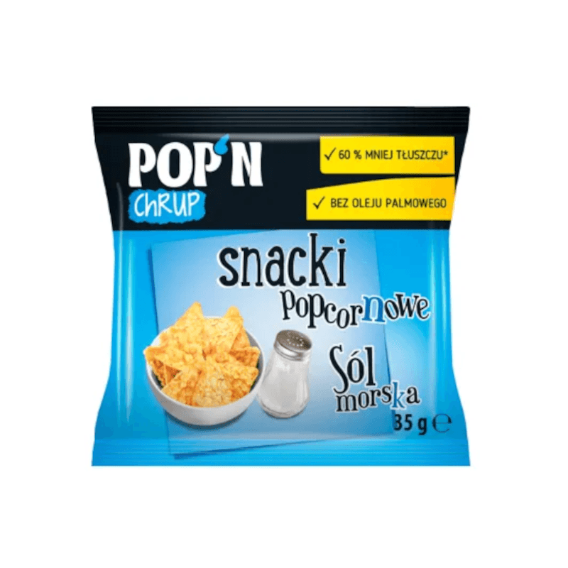 Zdrowa Żywność Chipsy Sante POP'N CHRUP Snacki Popcornowe 35g Sól Morska