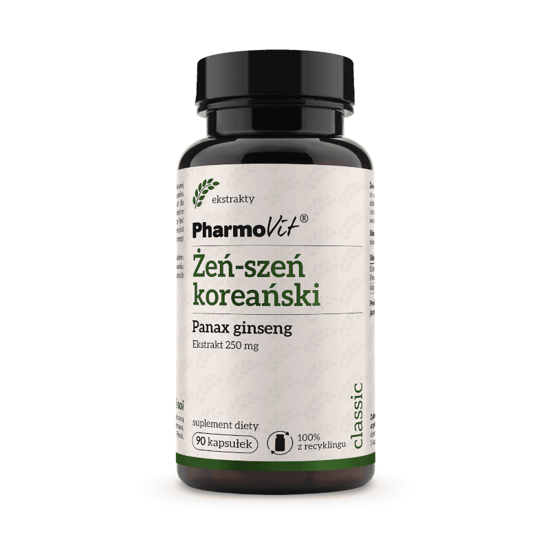 Wsparcie Witalności Żeń-szeń Koreański Pharmovit Żeń-szeń Koreański 250mg 90kaps