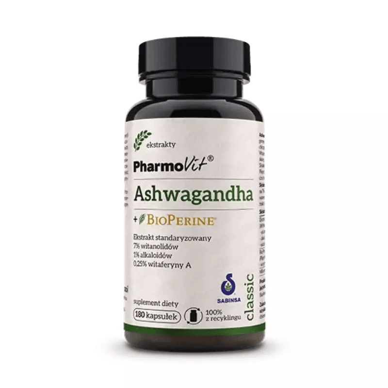 Adaptogeny Witania Ospała Pharmovit Ashwagandha + BioPerine 180kaps