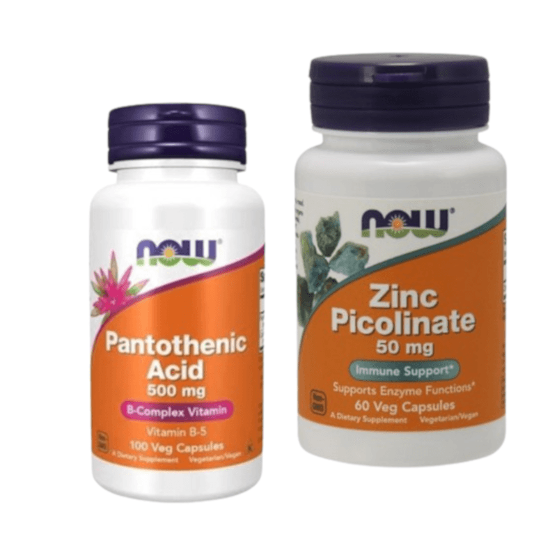 Zestaw Now Foods Zinc Picolinate 50mg+Pantothenic Acid 500mg 60kaps + 100kaps