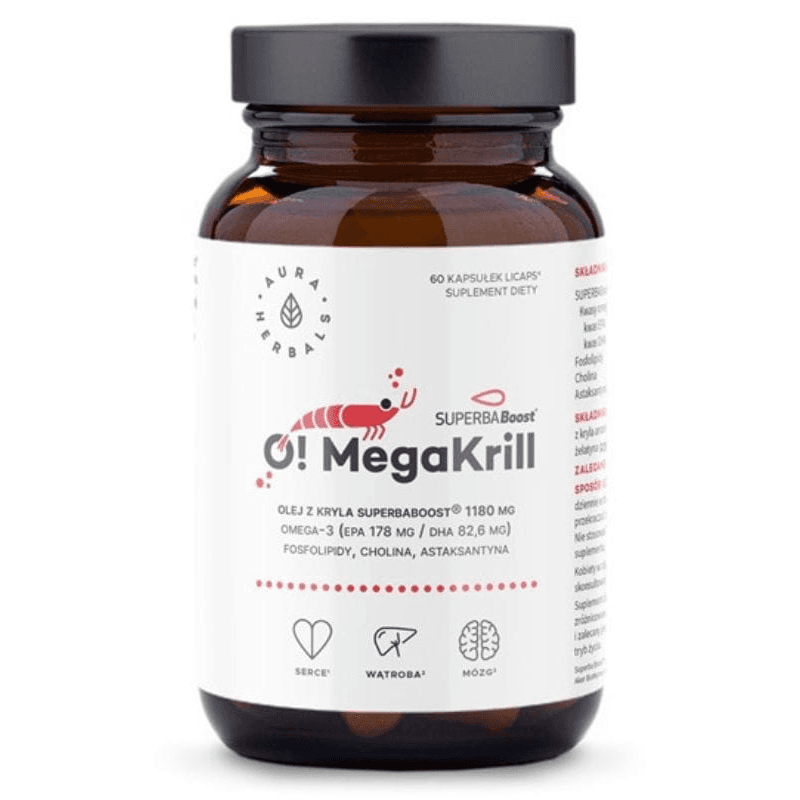 Kwasy Tłuszczowe Omega 3 Aura Herbals MegaKrill 1180mg 60kaps