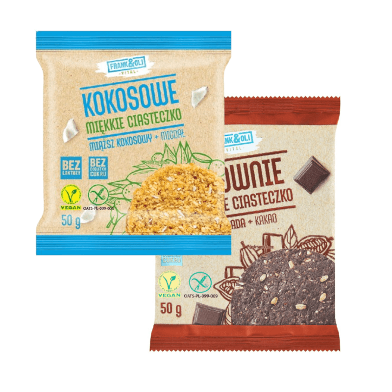 Zestaw Frank&Oli Miękkie Ciasteczko Kokosowe z Migdałem + Brownie Miękkie Ciasteczko 50g