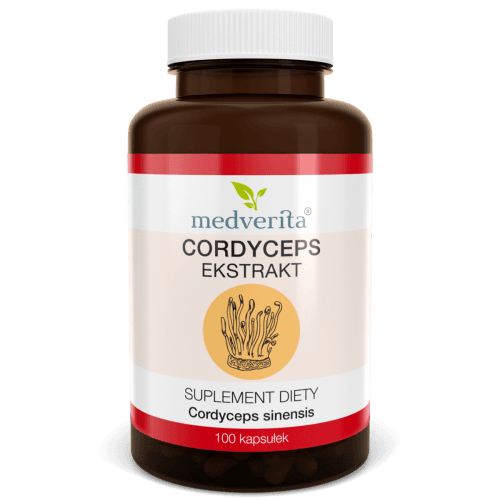 Adaptogeny Maczużnik chiński MEDVERITA Cordyceps 500mg 100kaps