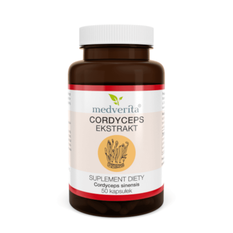 Adaptogeny Maczużnik chiński MEDVERITA Cordyceps 500mg 50kaps