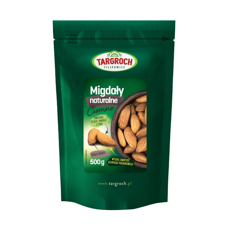 Zdrowa Żywność Migdały Targroch Migdały Naturalne Ciemne 500g