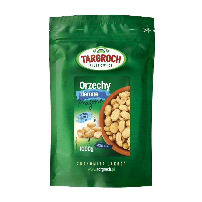Zdrowa Żywność Orzechy Targroch Orzechy Ziemne Prażone 1kg Flowpack