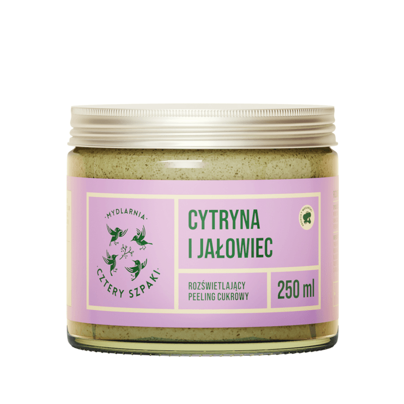 Kosmetyki Naturalne 4 Szpaki Peeling cytryna i jałowiec rozświetlający peeling cukrowy 250ml