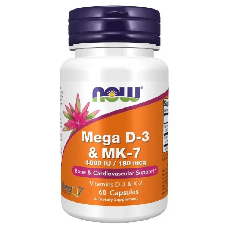 Witaminy i Minerały D3+ K2 Now Foods Mega D3 MK7 4000IU 180mcg 60kaps