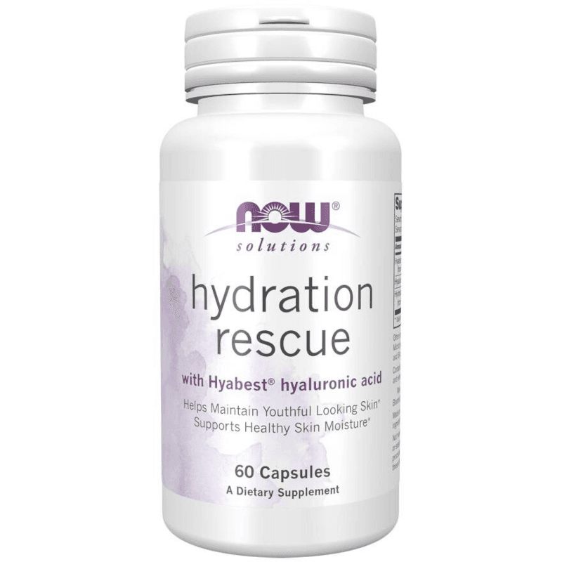 Wsparcie Włosów, Skóry, Paznokci Kwas Hialuronowy NOW Foods Hydration Rescue 60vcaps