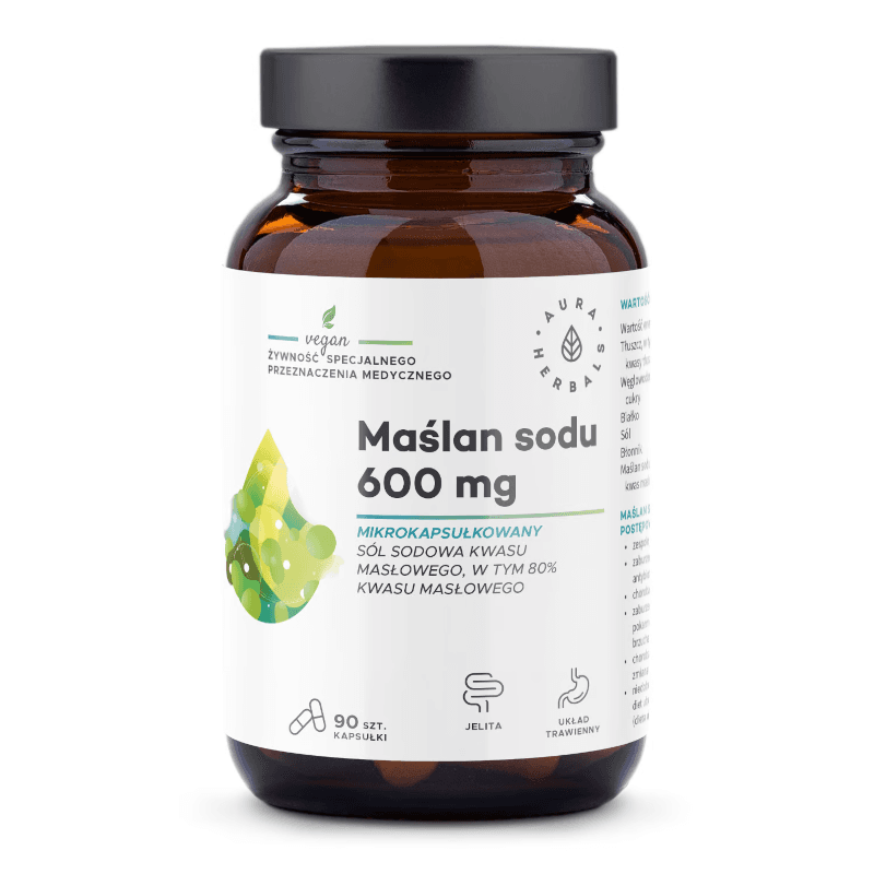 Wsparcie Jelit Aura Herbals Maślan sodu 600 mg 90 kaps
