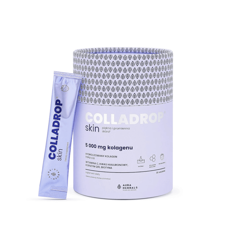 Wsparcie Włosów, Skóry, Paznokci Aura Herbals Colladrop Skin Kolagen 5000 Mg 30 saszetek