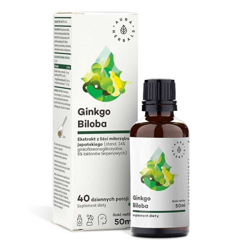 Pamięć i Koncentracja Aura Herbals Ginkgo Biloba 50:1 45mg 50 ml