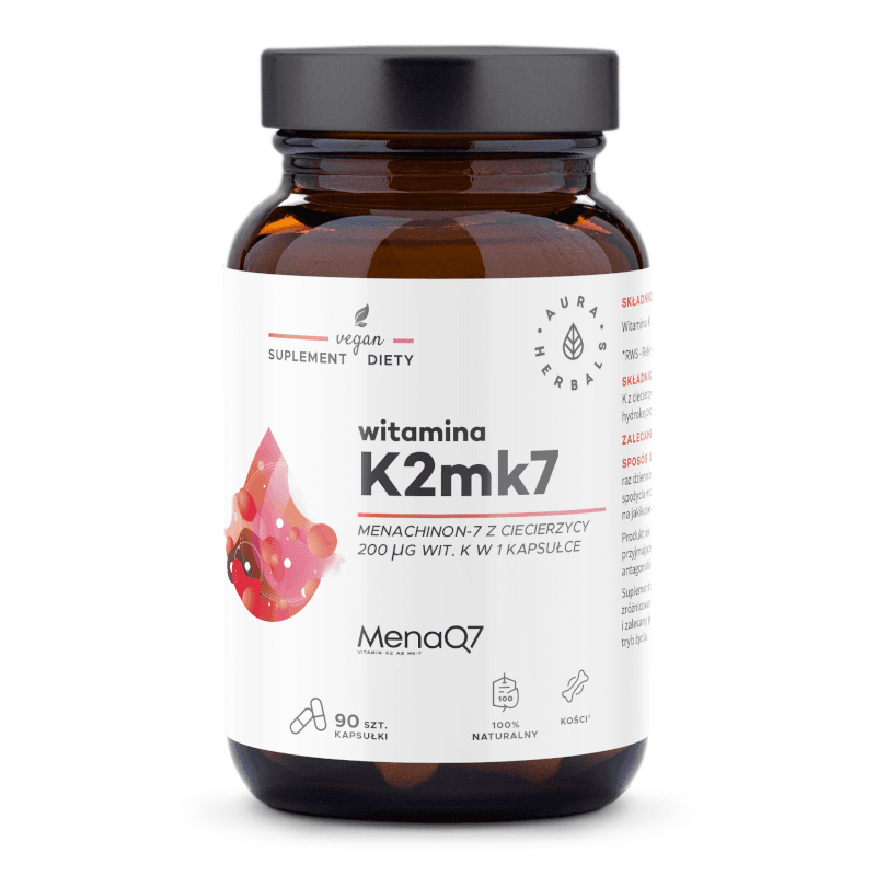 Witaminy Aura Herbals Witamina K2MK7 MenaQ7 200 μg 90kaps