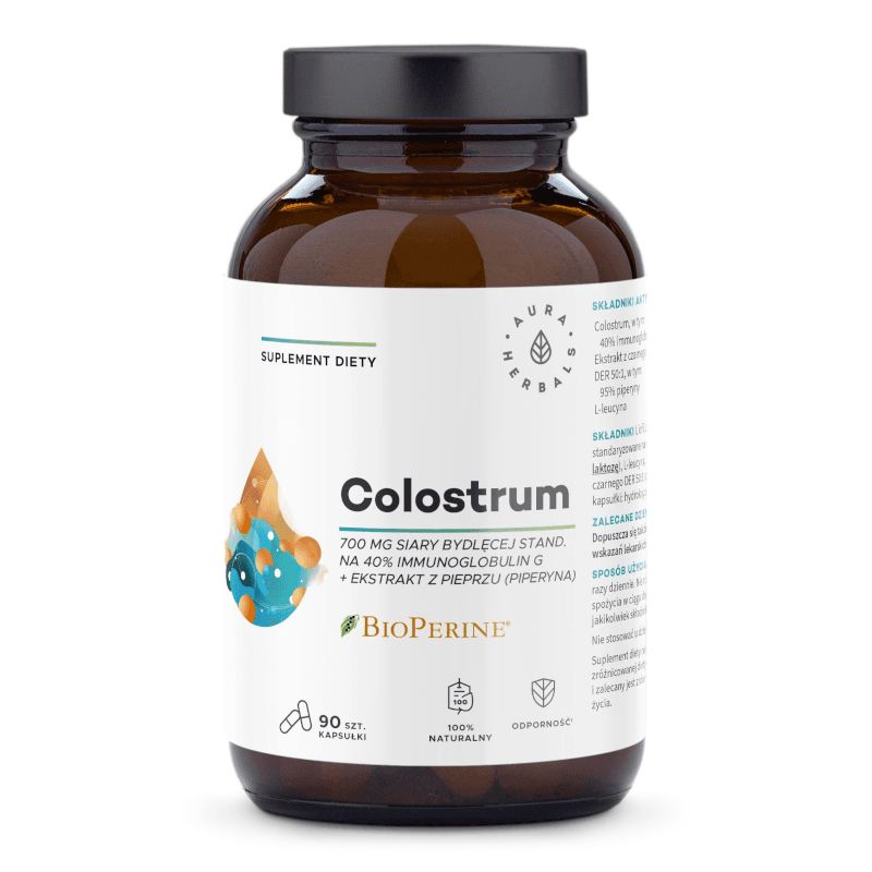 Układ immunologiczny Aura Herbals Colostrum + BioPerine 60kaps