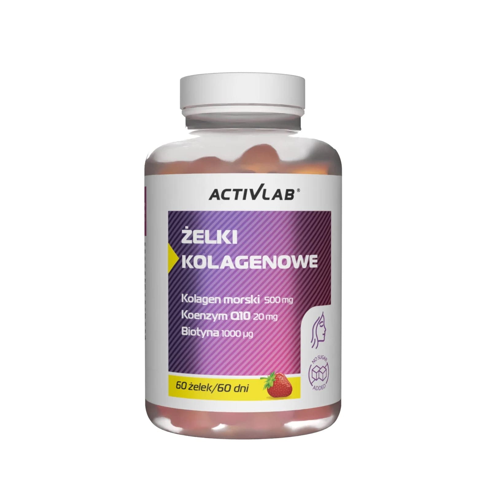 Wsparcie Włosów, Skóry, Paznokci Activlab Żelki Kolagenowe Truskawka 60żelek