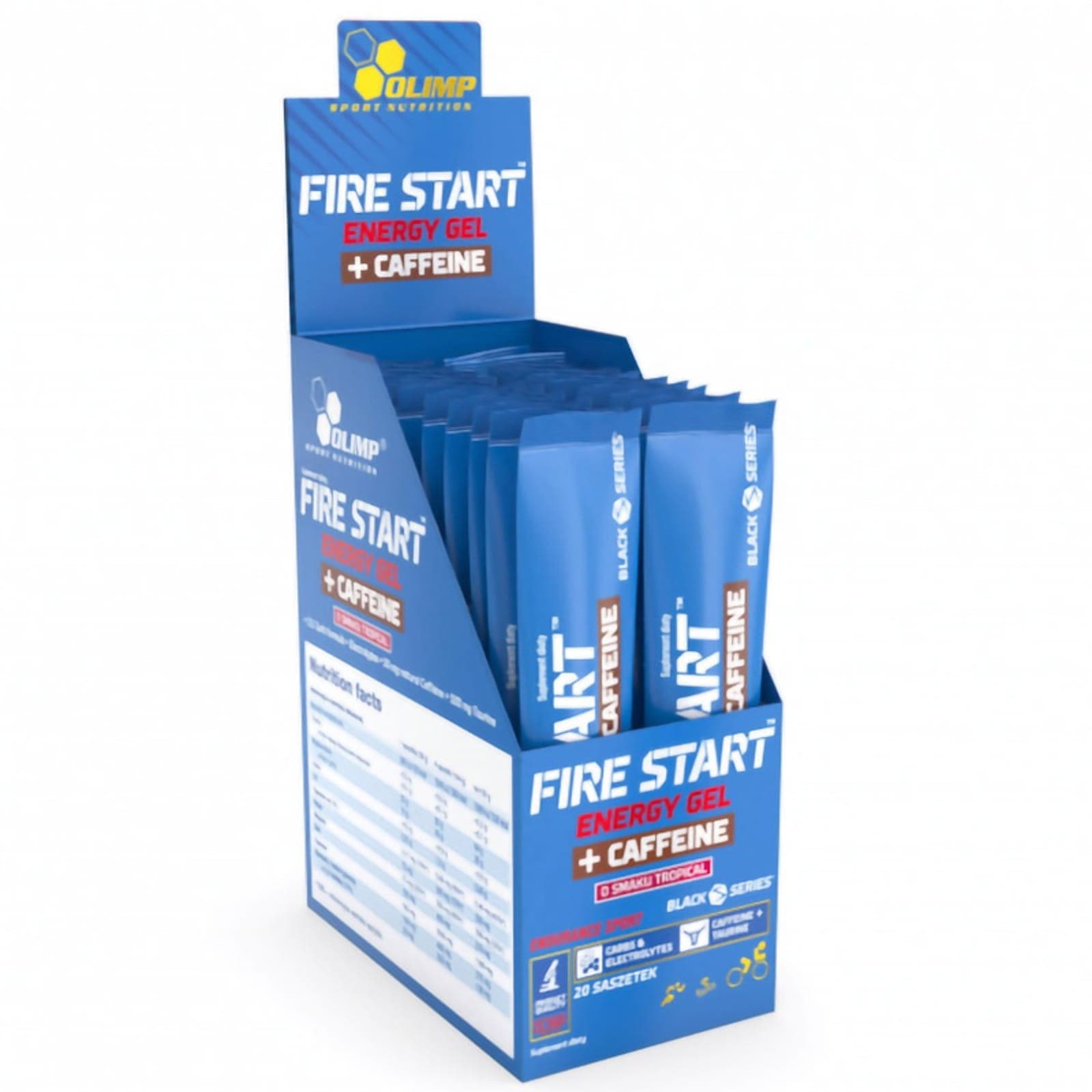 Zestaw Żele Energetyczne Olimp Fire Start+Caffeine 36g x20 Czarna Porzeczka