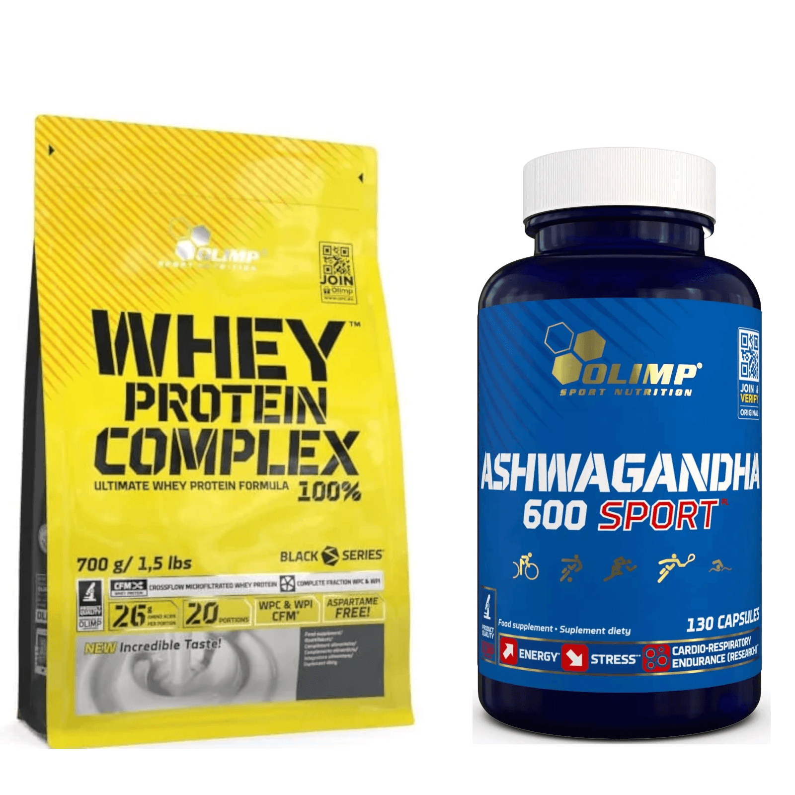 Zestaw Olimp Whey Protein Complex 100% 700g + Ashwagandha Sport 130kaps