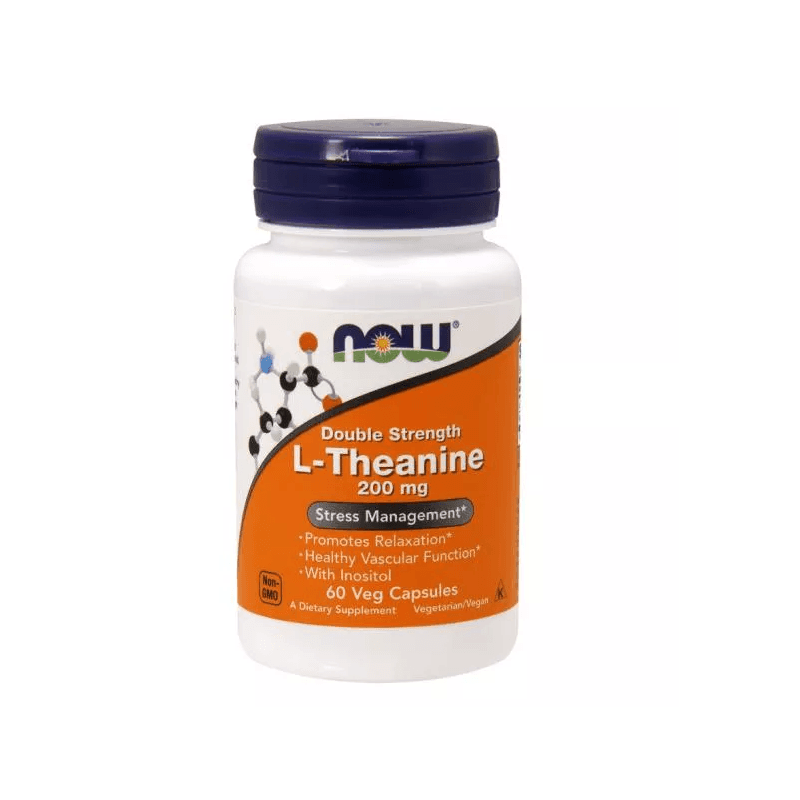 Pamięć i Koncentracja Teanina + Inozytol Now Foods L-Theanine + Inositol 200mg 60vkaps